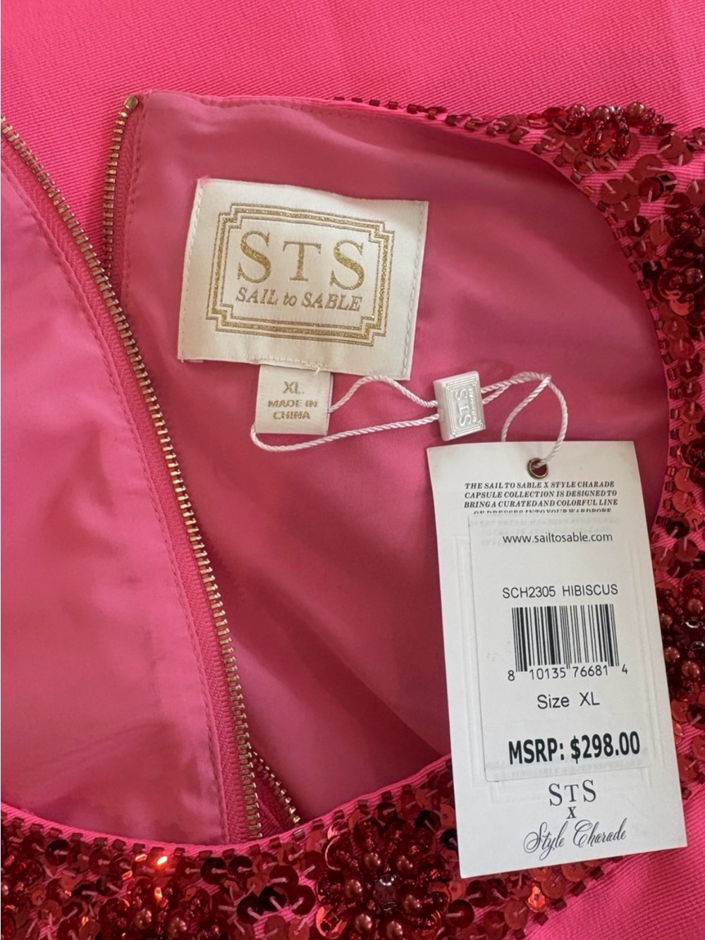 Sail to Sable x Style Charade collection Tracy pink sequin embellished dress NEW - Picture 4 of 10